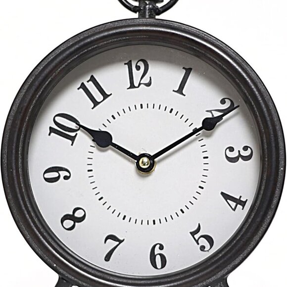 Vintage Black Table Clock on Stand, Decorative Desk and Shelf Clock, Rustic Mant - Picture 7 of 7